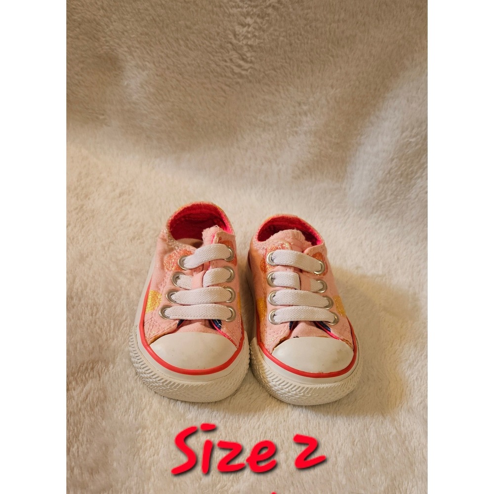 Converse Chuck Taylor All Star Infant Size 2 Pink Gold Polka Dot Low Sneakers